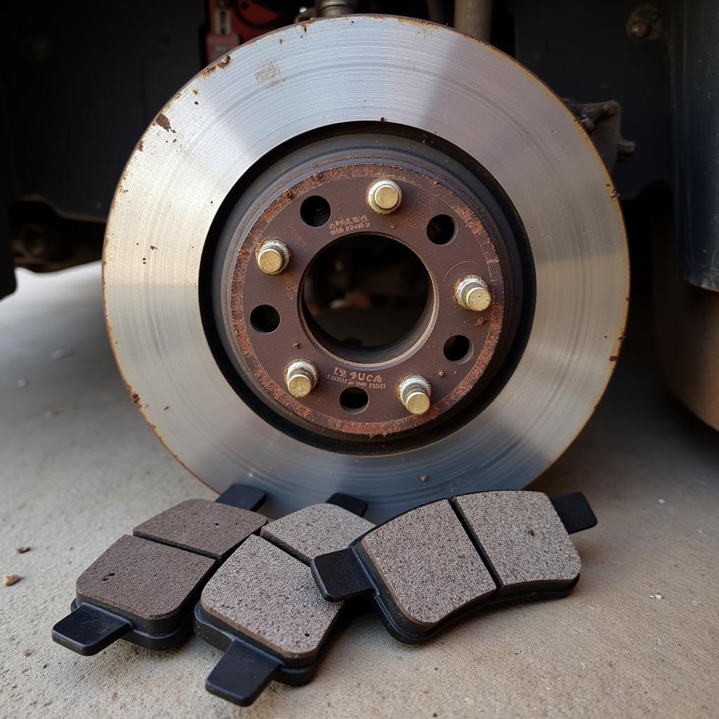 New brake pads and rotor ready for installation