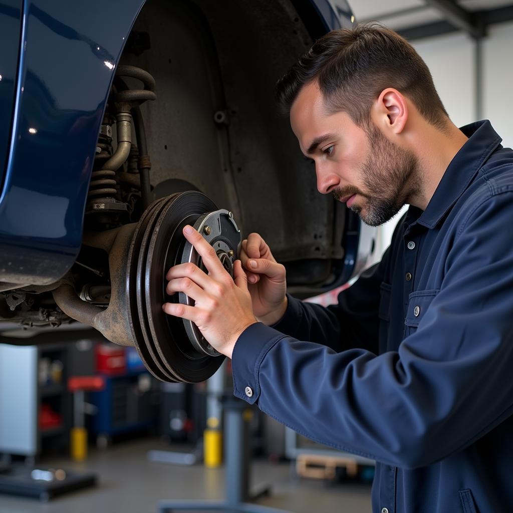 Brake System Inspection at a Mechanic Shop