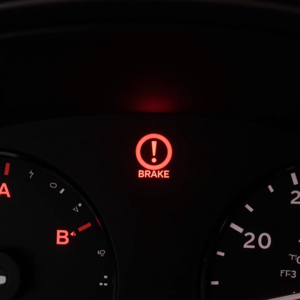 Brake Warning Light on Car Dashboard