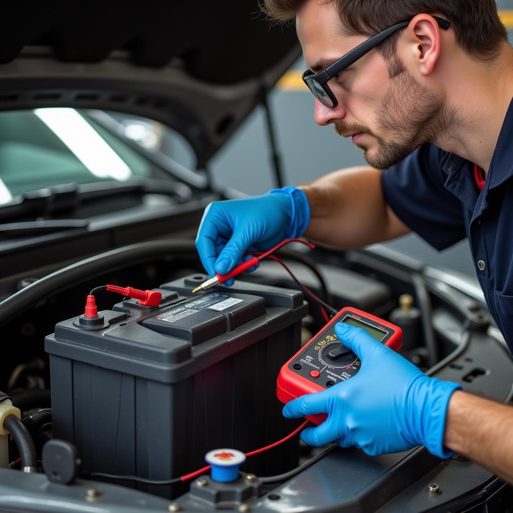 Testing a car battery for discharge