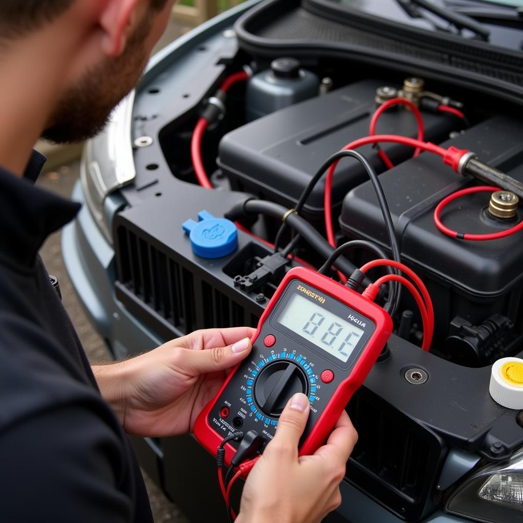 Car Battery Drain Test with Multimeter