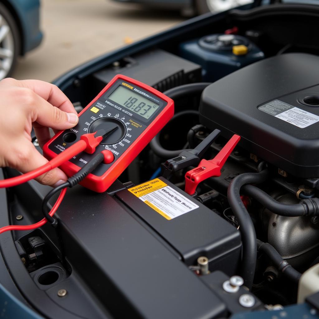 Testing Car Battery with Multimeter