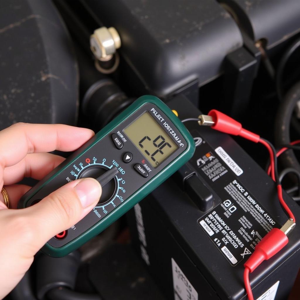 Testing Car Battery Voltage with Multimeter