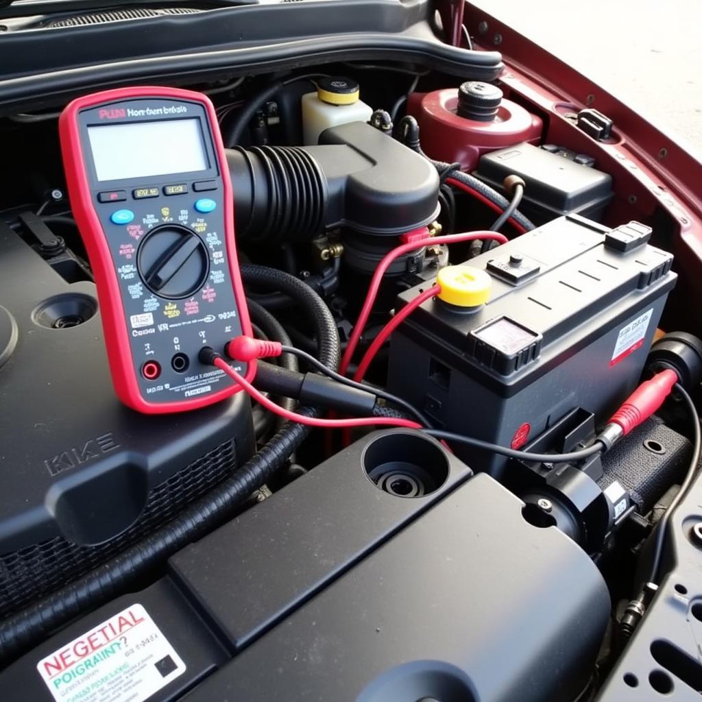 Performing a parasitic draw test on a car battery with a multimeter