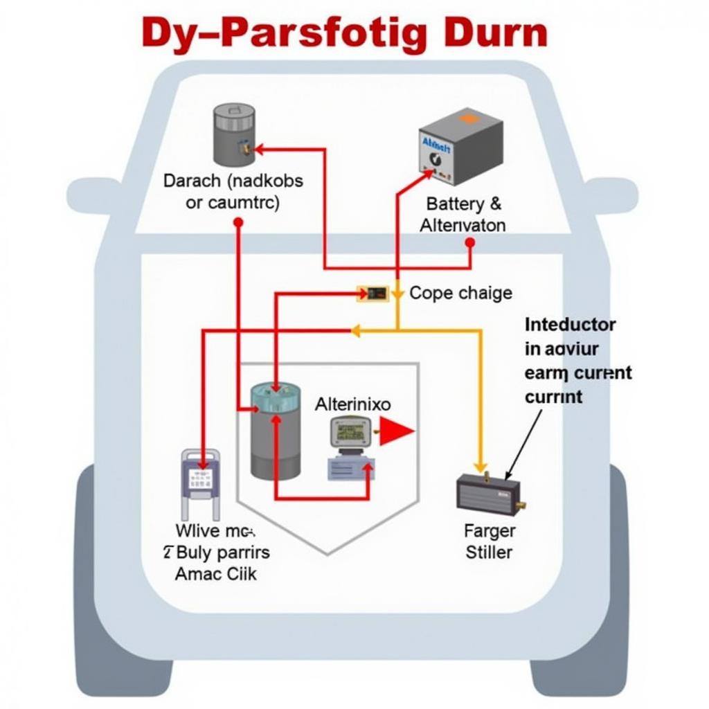 A diagram illustrating a car's electrical system.