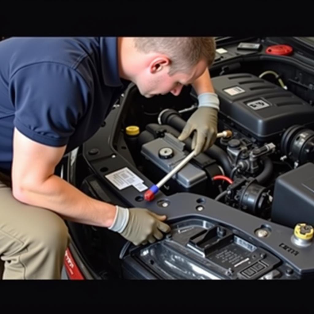 Mechanic Checking Brake Fluid Level