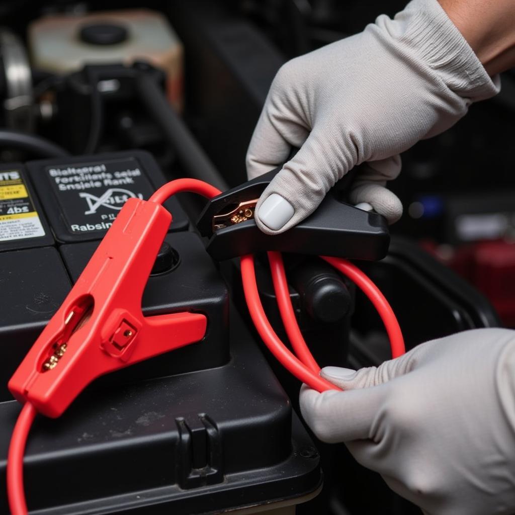 Connecting Jumper Cables to a Dead Car Battery