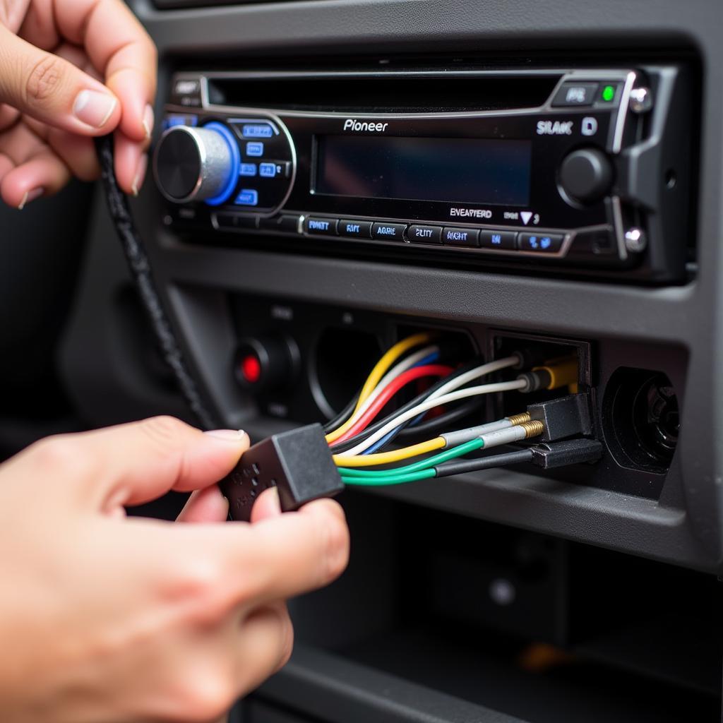 Connecting the Wiring Harness to a Pioneer Car Radio