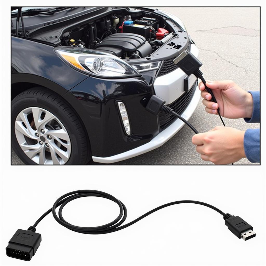 Connecting VCDS Cable to OBD2 Port