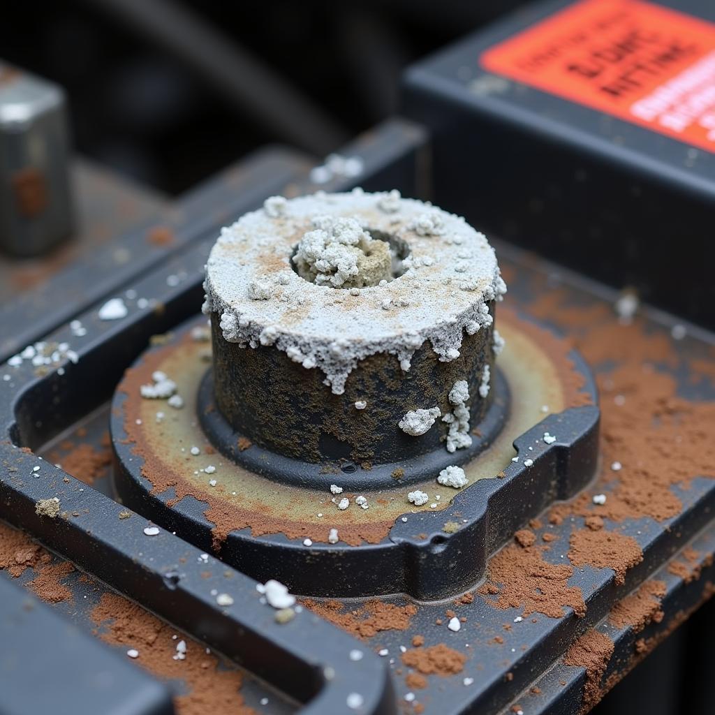 Corroded Car Battery Terminals Close-up