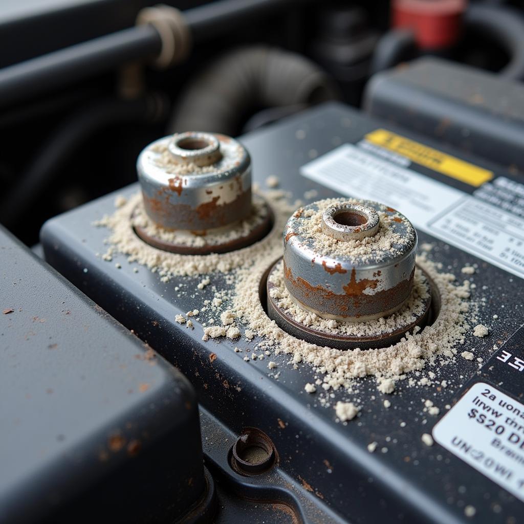 Corroded Battery Terminals on a Range Rover