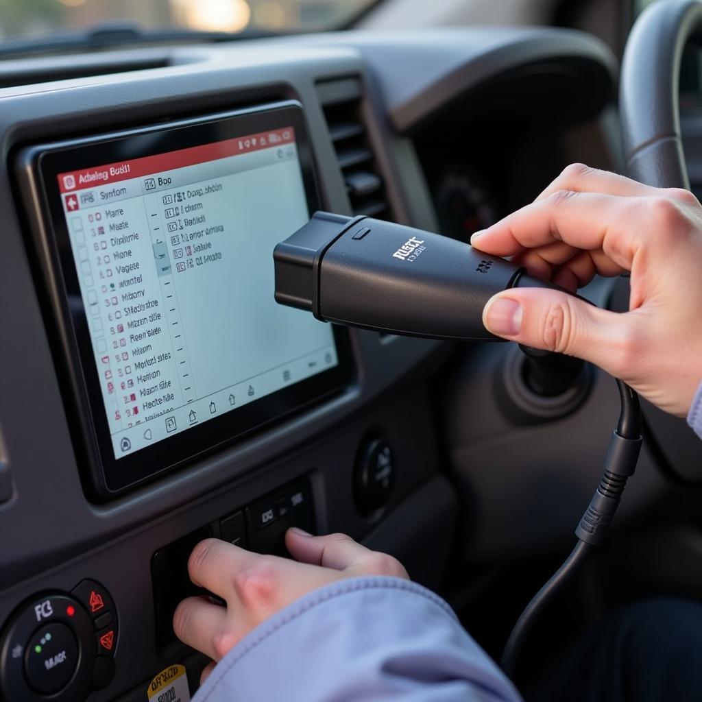 Diagnostic Scanner Connected to Toyota ProAce OBD-II Port