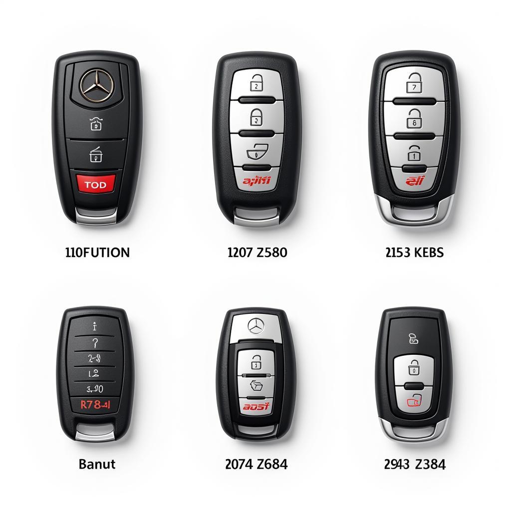 Different types of Mercedes key fobs