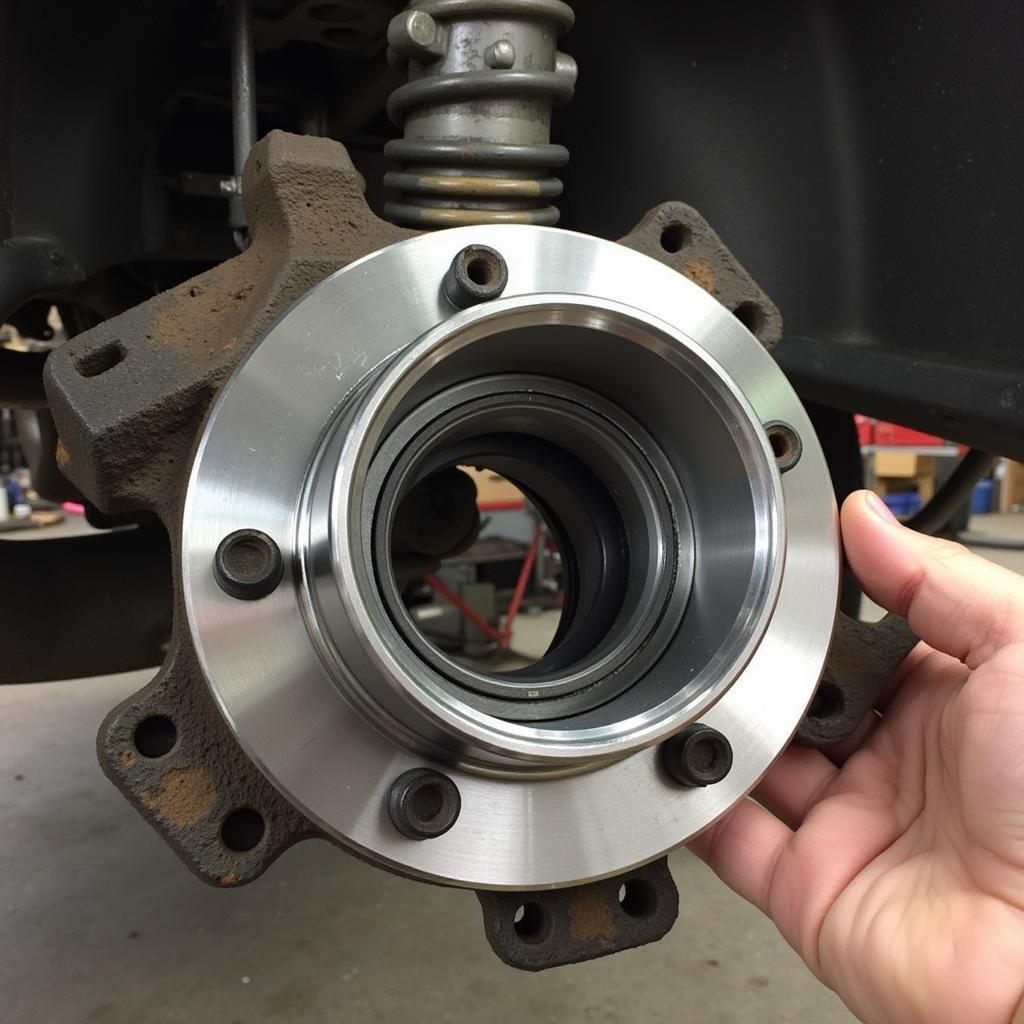 New front wheel bearing installed on a Mercedes E430