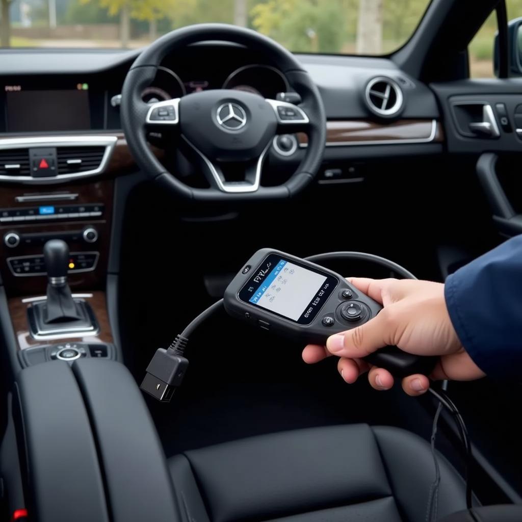 FIXD Device Connected to a Mercedes OBD-II Port