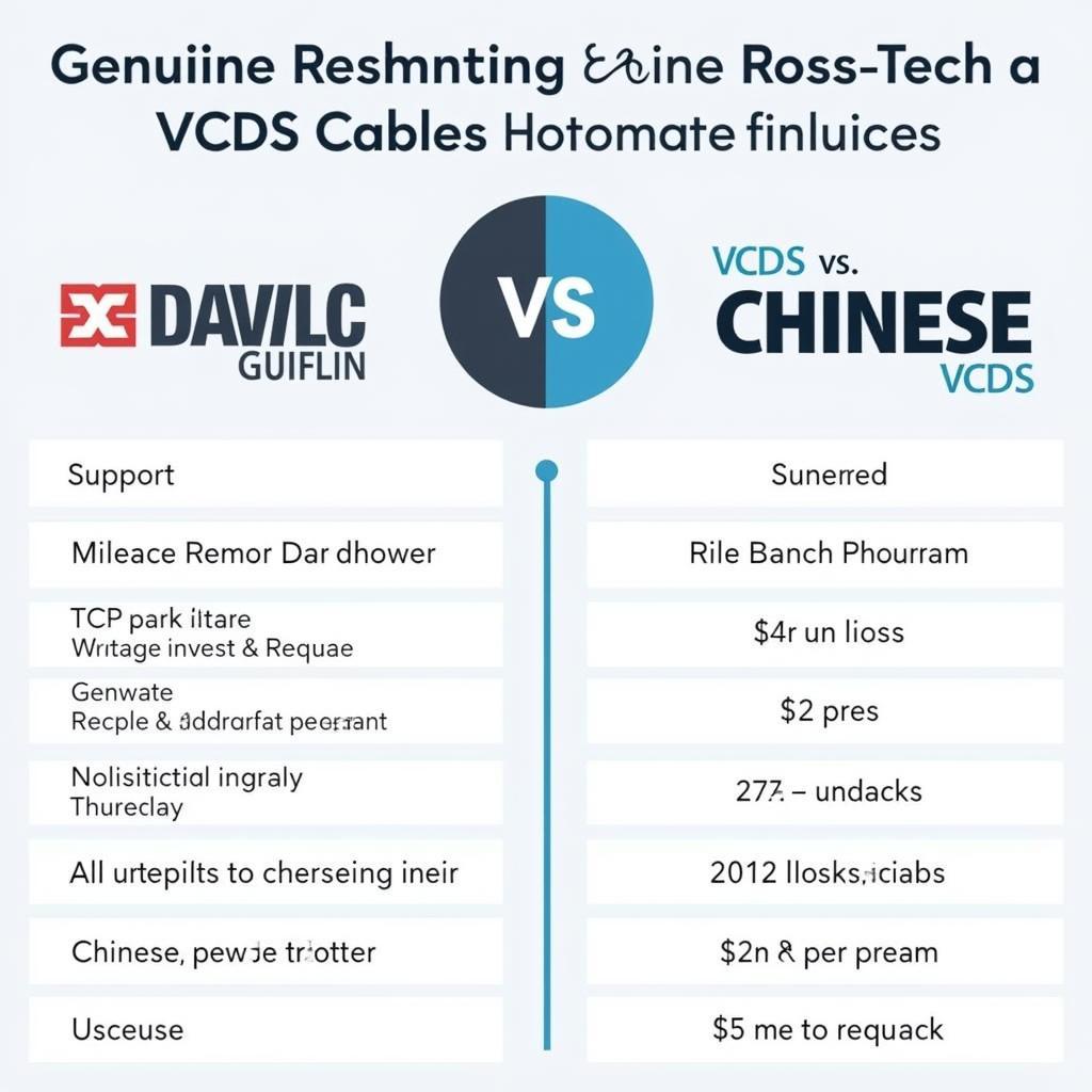 Genuine vs. Chinese VCDS Cable Comparison Chart