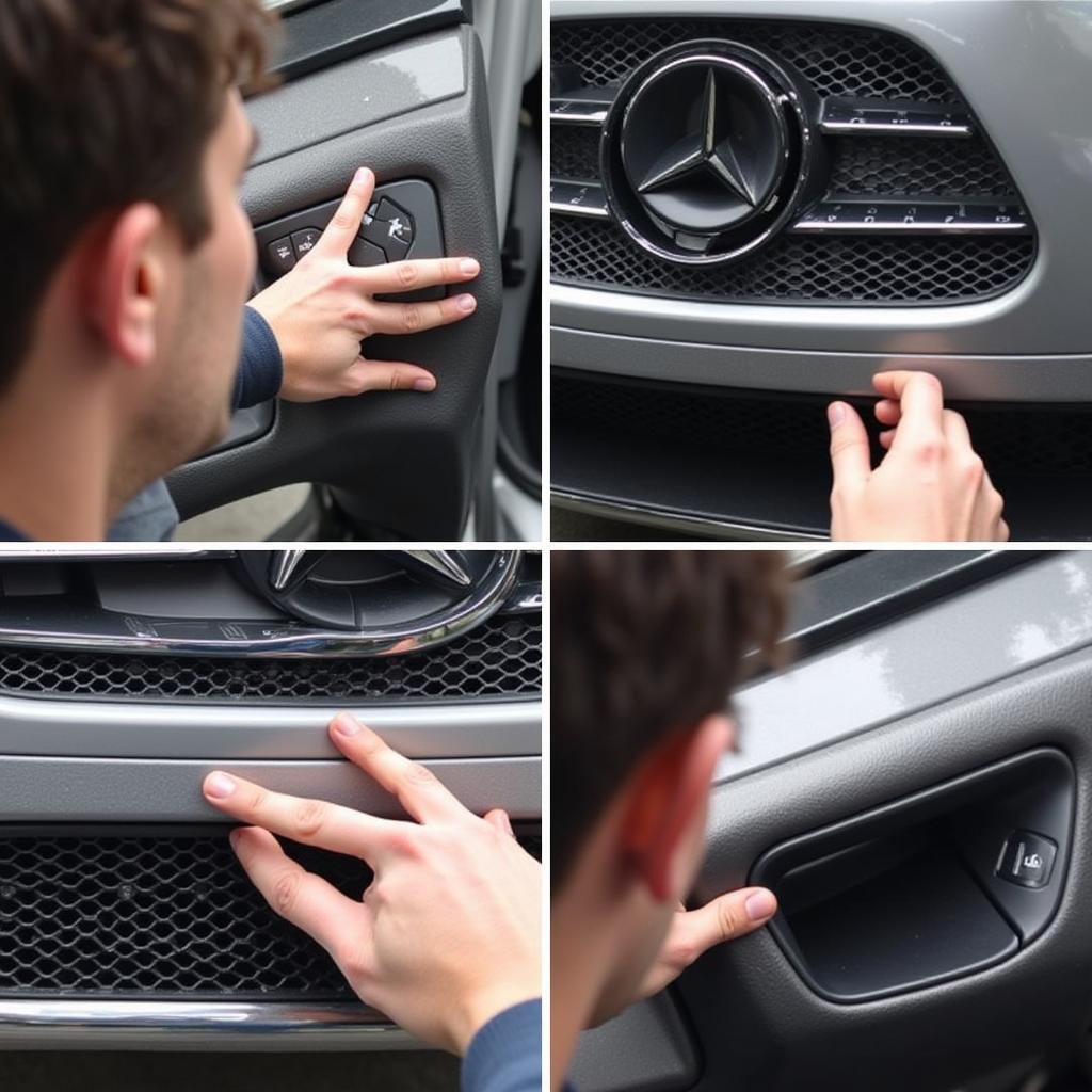 Inspecting a Mercedes for warped panels