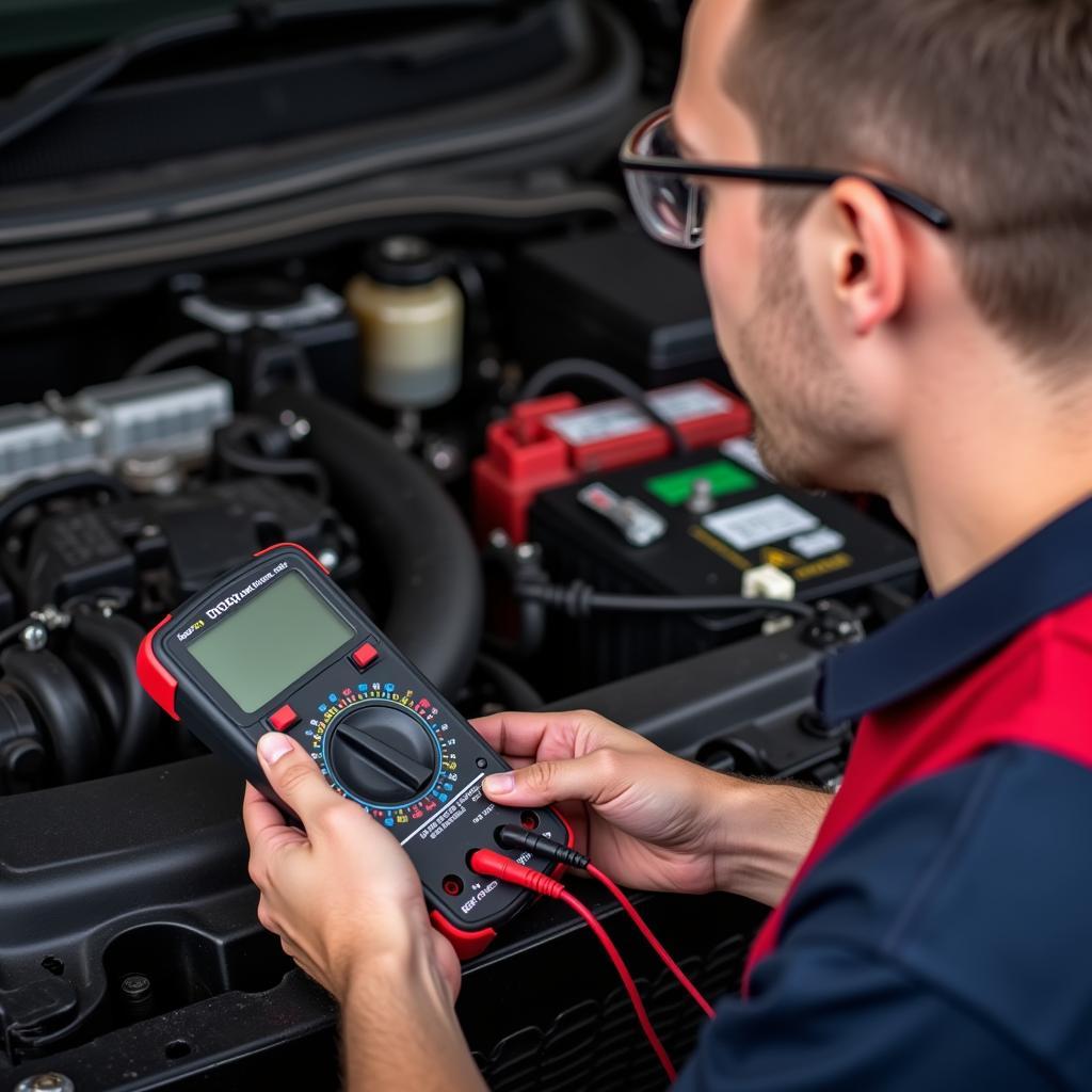 Testing Car Battery with Multimeter