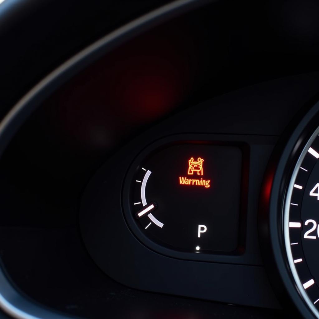 Jaguar XF dashboard displaying a low battery warning