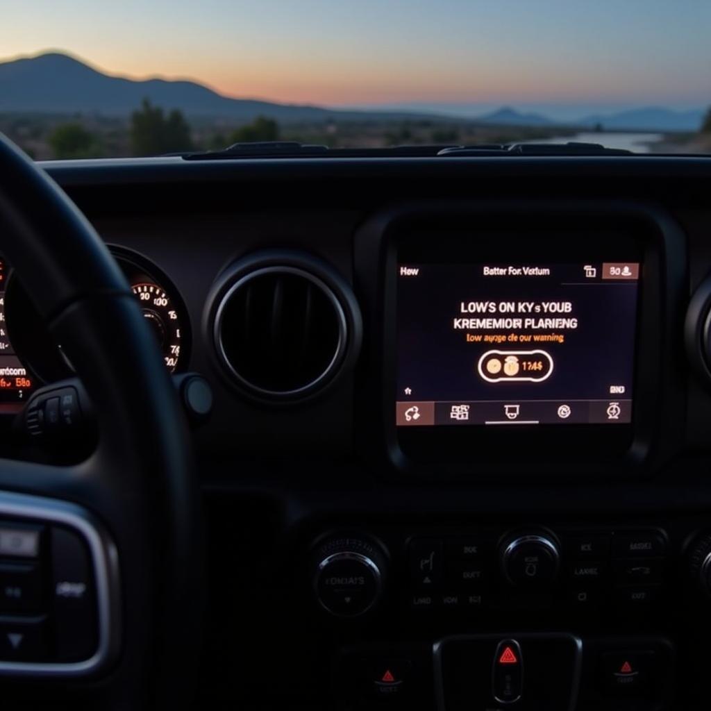 Jeep Gladiator Dashboard Showing Low Key Fob Battery Warning