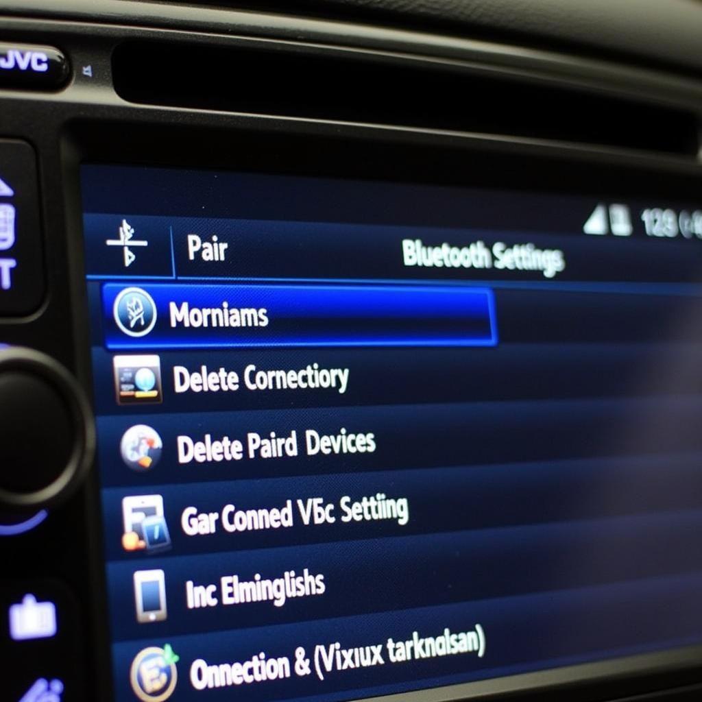 JVC Car Radio Bluetooth Settings Menu