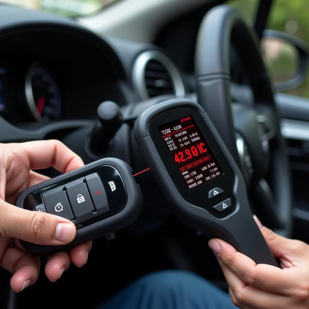 Key Fob Scanner Diagnosing a Car Key