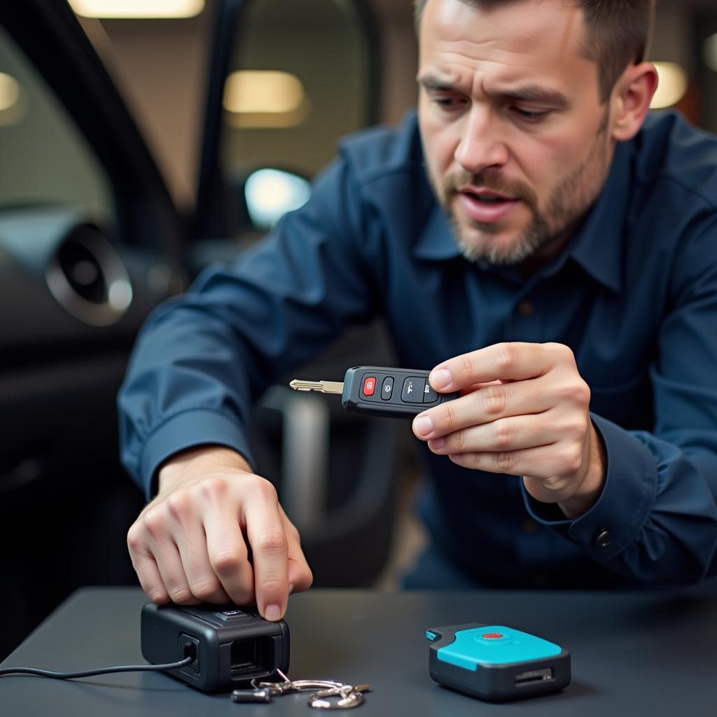 Locksmith Diagnosing a Key Fob