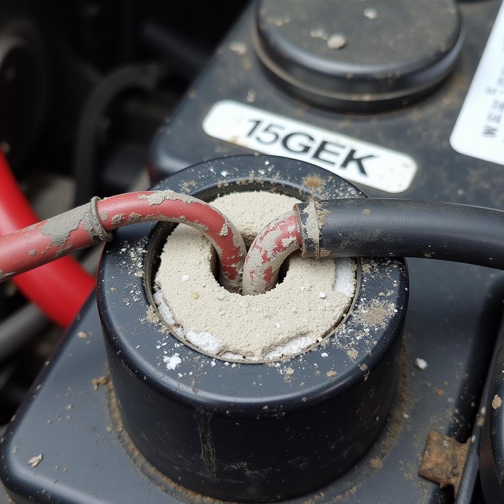 Corrosion on a Loose Positive Battery Terminal