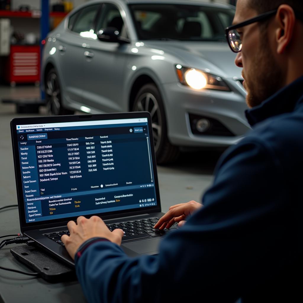 Mechanic Performing Remote Diagnostics on Seat Ibiza