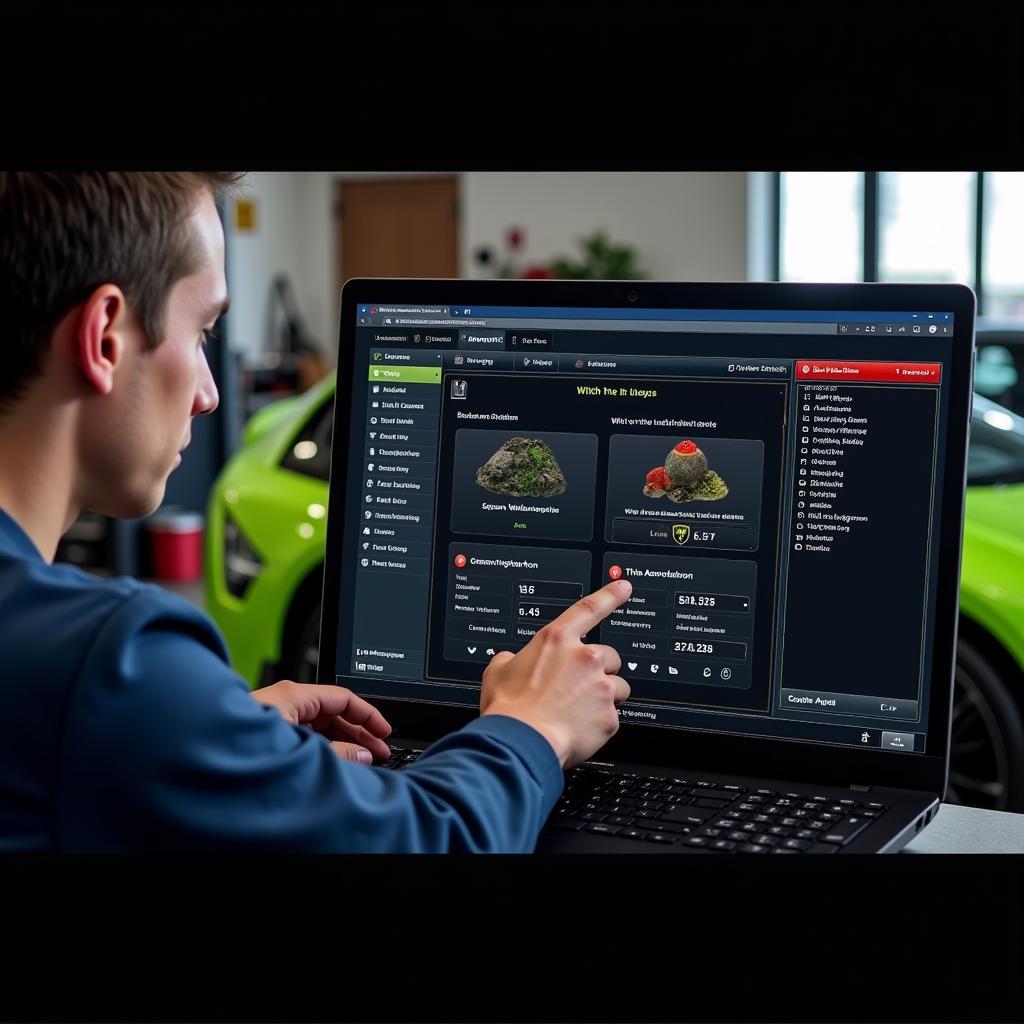 Mechanic Using Lara Software on a Lamborghini Huracan