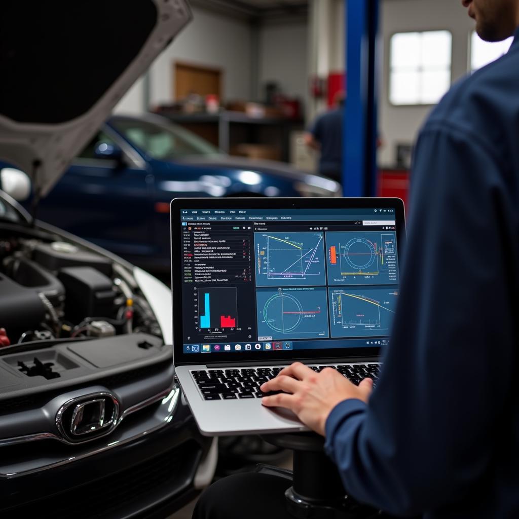 Mechanic Using Remote Diagnostic Software