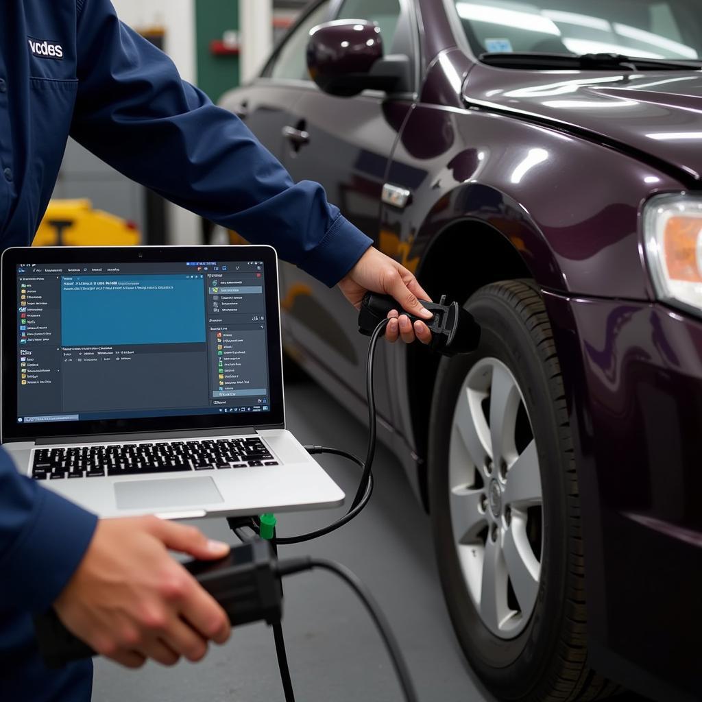 Mechanic Using VCDS on Car