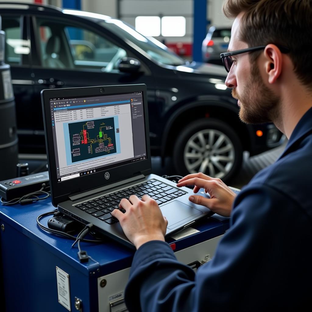 Mechanic Using VCDS to Diagnose Car Problem