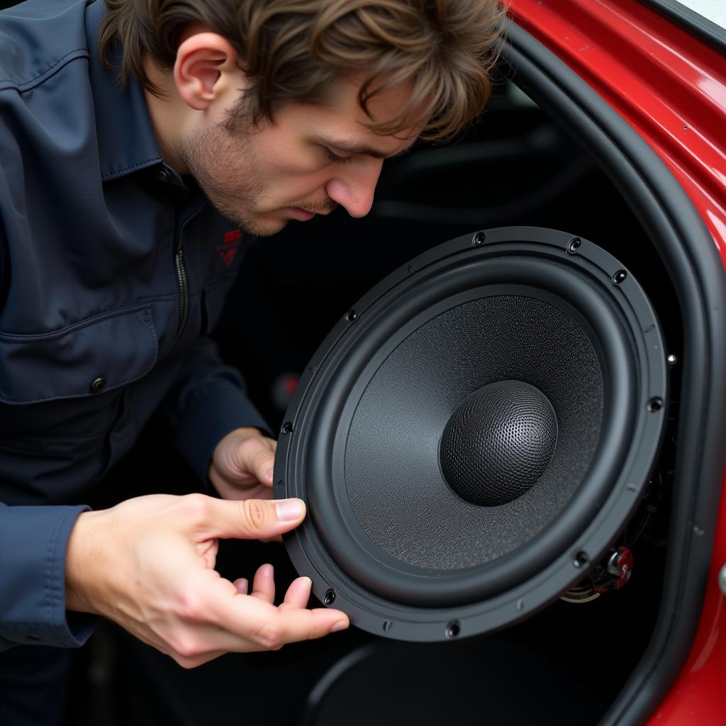 Inspecting the Bass Speaker in a Mercedes Benz