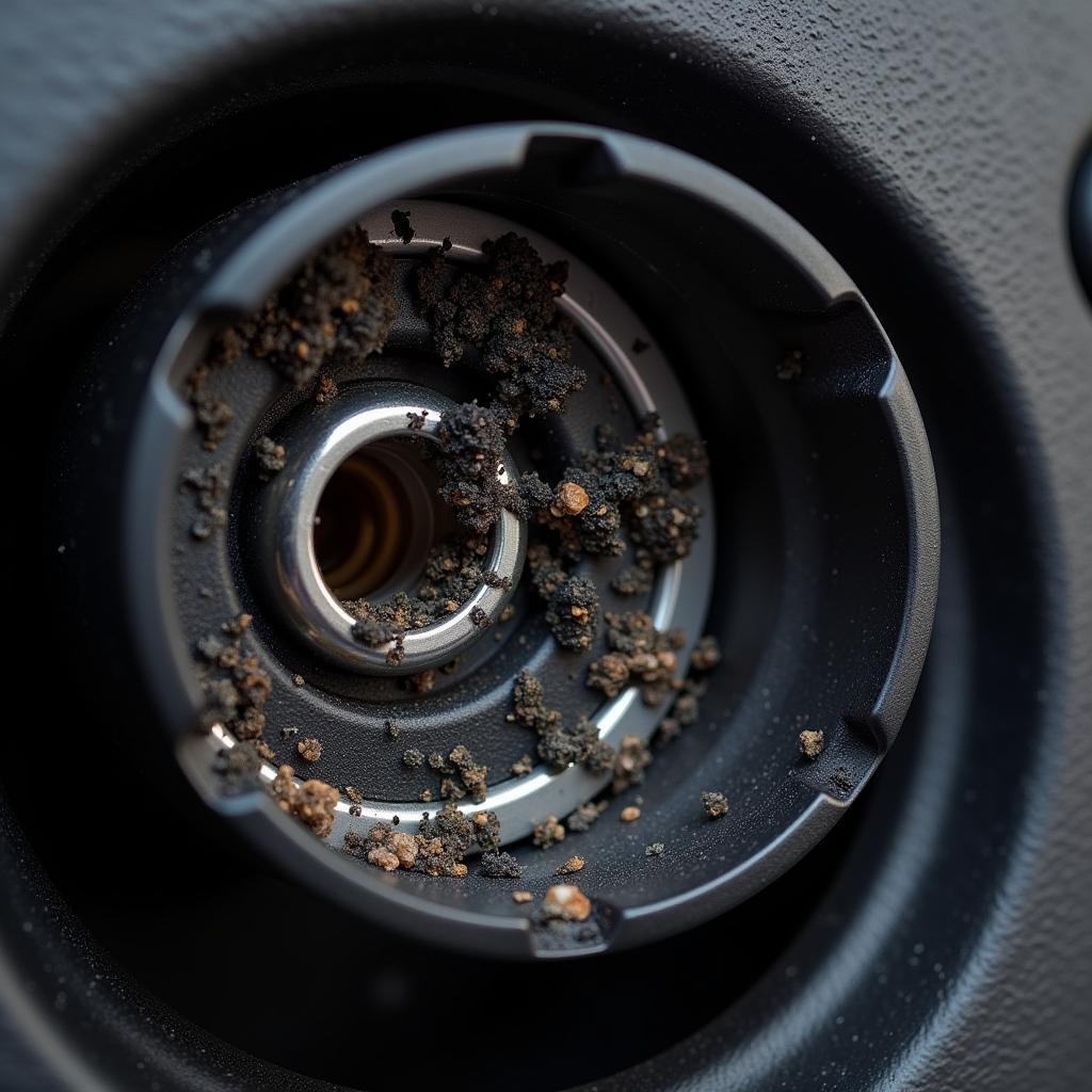 Inspecting the cigarette lighter socket in a Mercedes-Benz for debris and corrosion