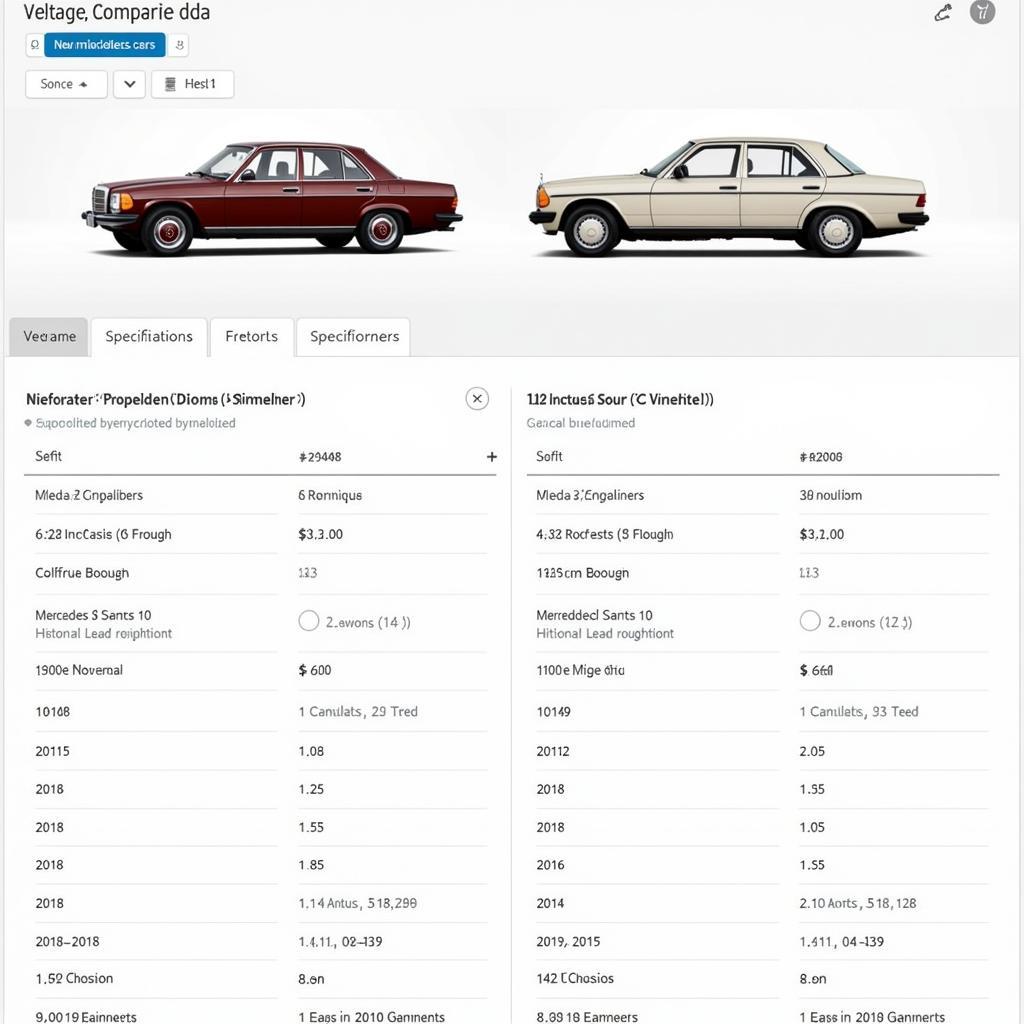 Mercedes-Benz Comparison Tool for Classic Models