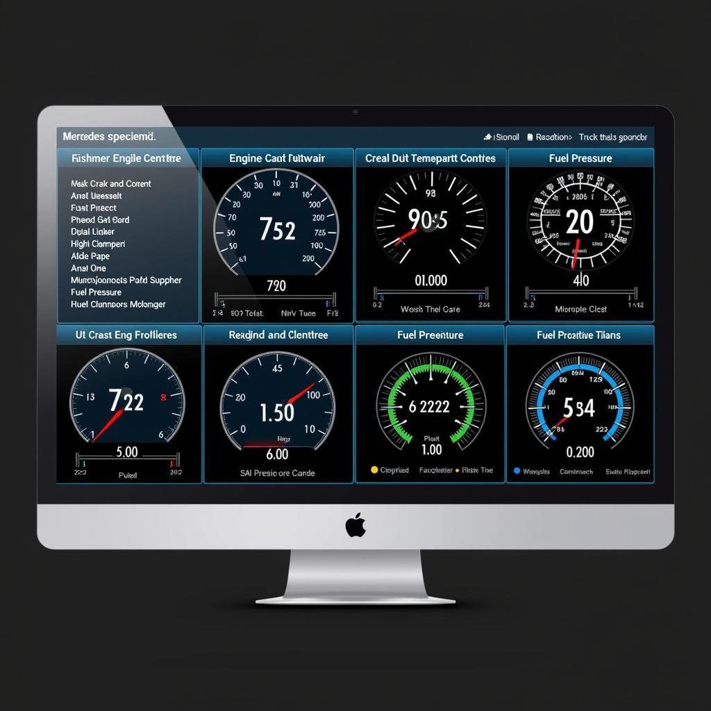 Screenshot of a Mercedes diagnostic software interface showing real-time data