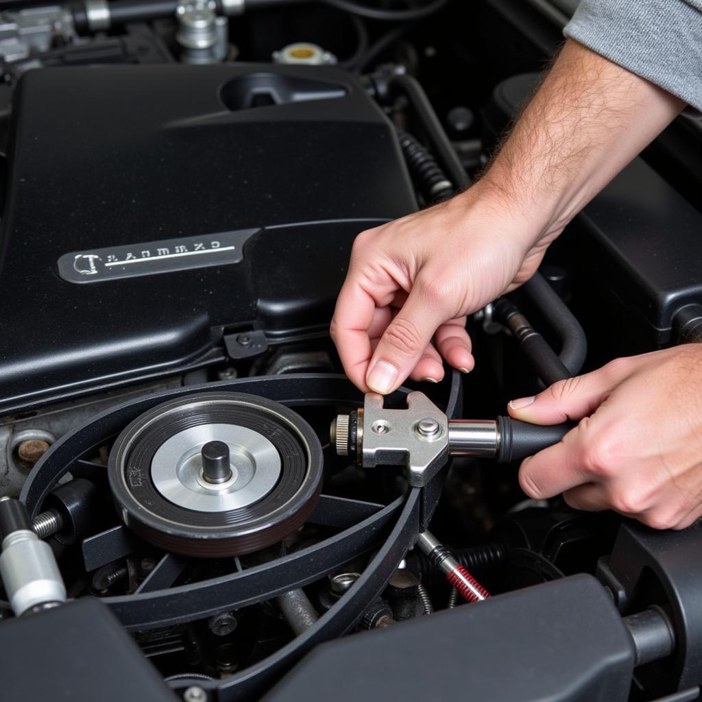 Inspecting a Mercedes Drive Belt