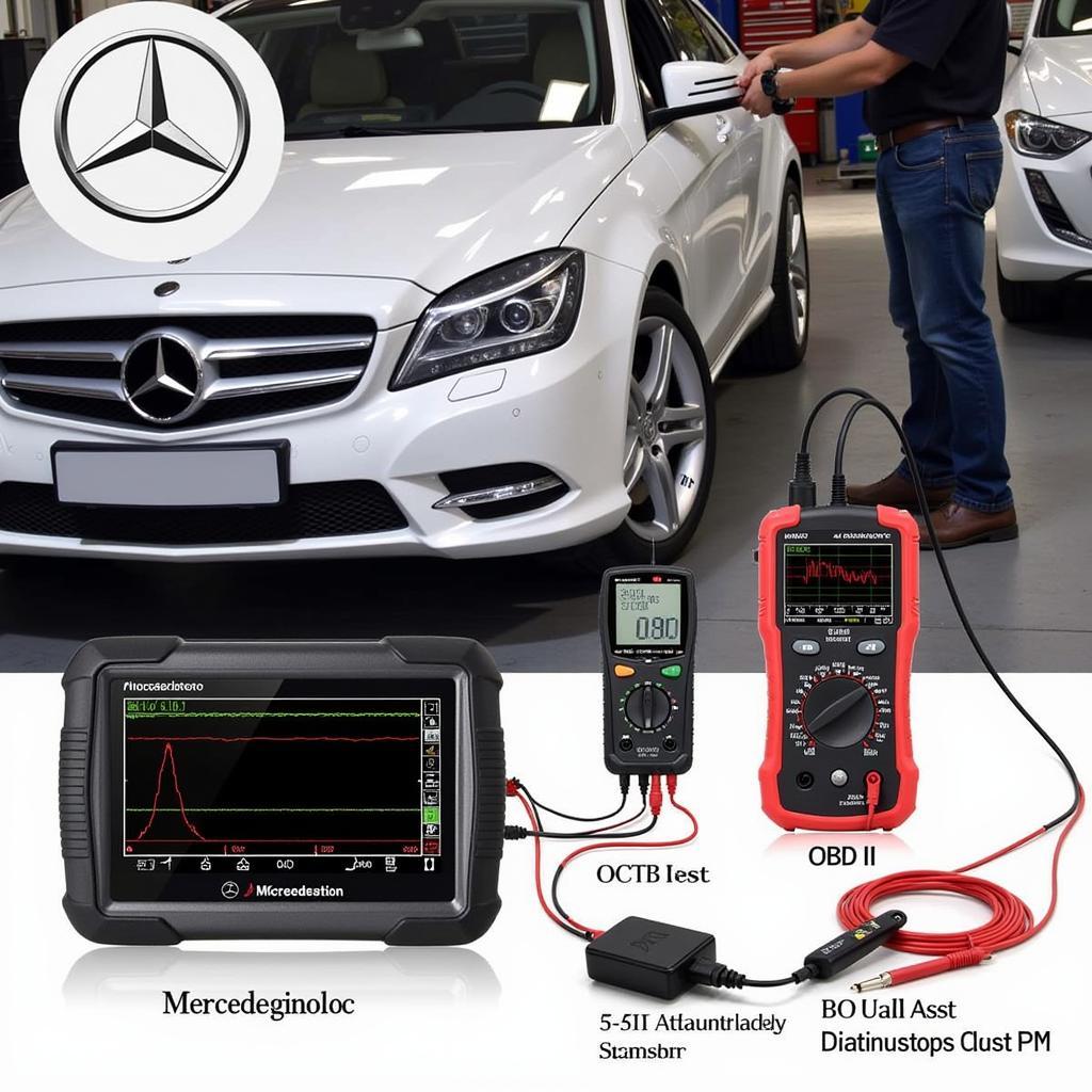 Mercedes Engine Diagnostic Tools in Use