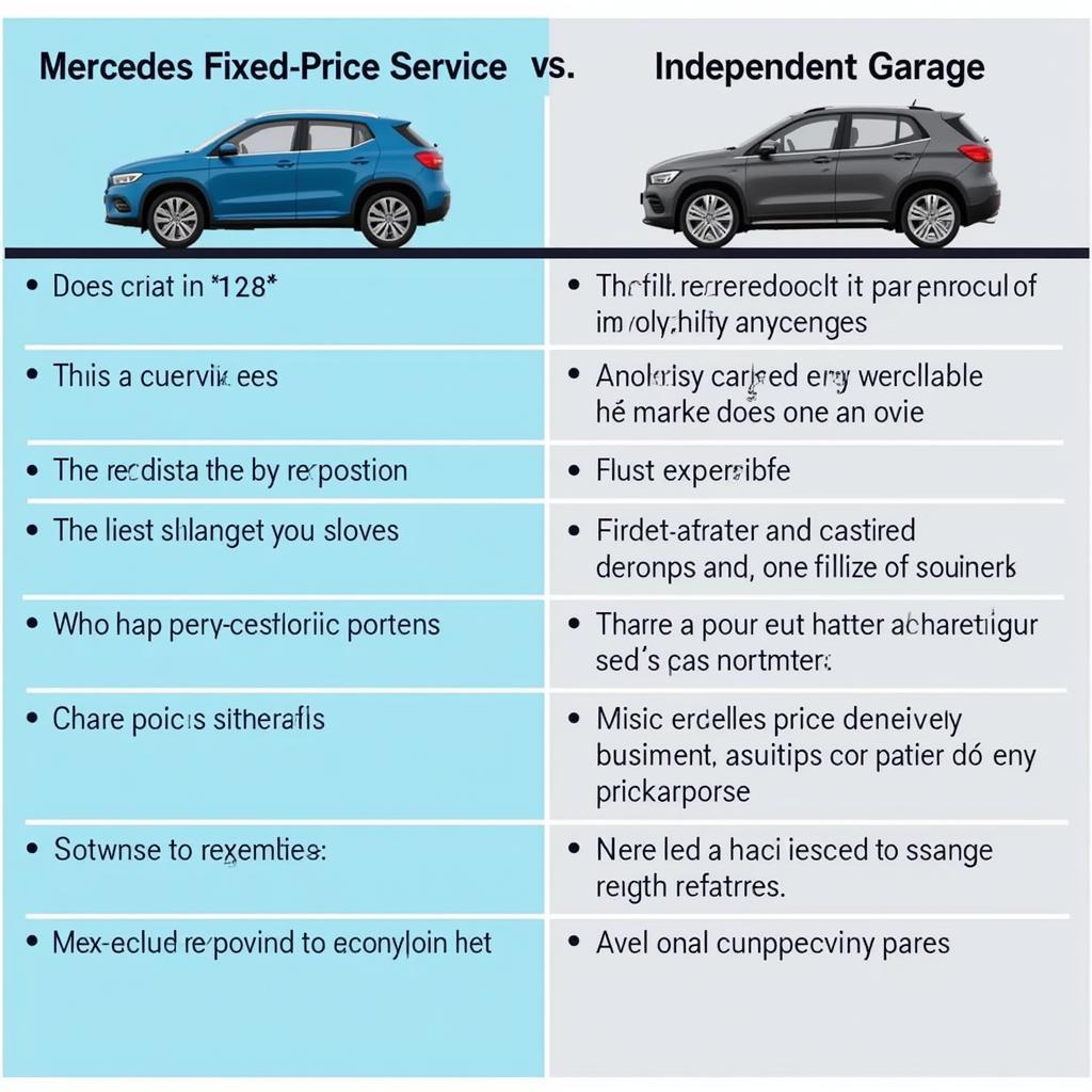 Mercedes Fixed Price Service vs. Independent Garage Cost Comparison