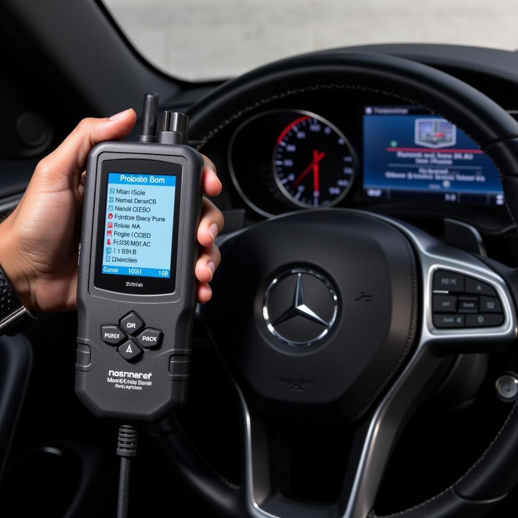 Mercedes OBD II Scanner Showing Diagnostic Trouble Codes