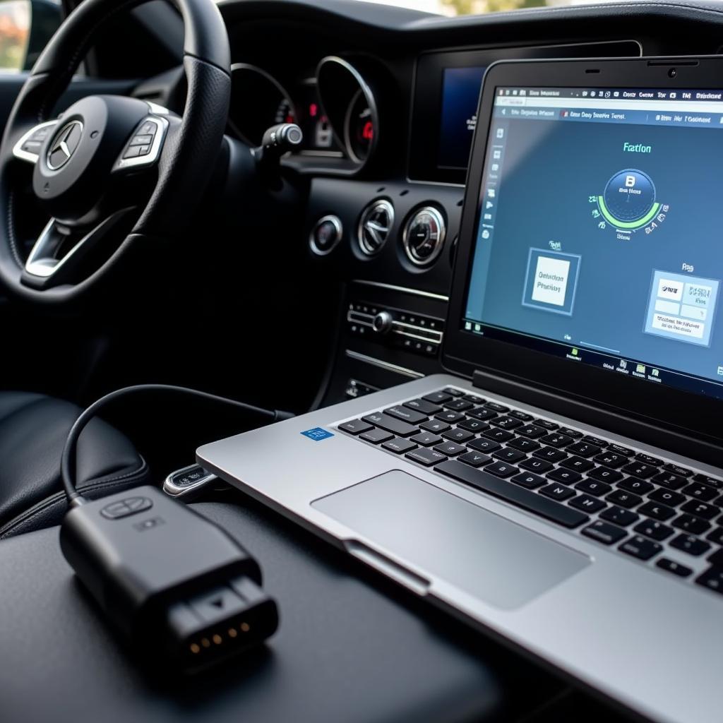 Mercedes Programming Interface Connected to a Laptop