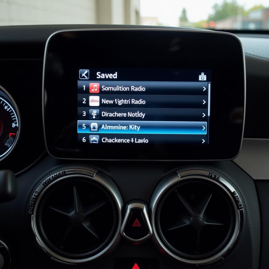 Mercedes Radio Display Showing Saved Stations