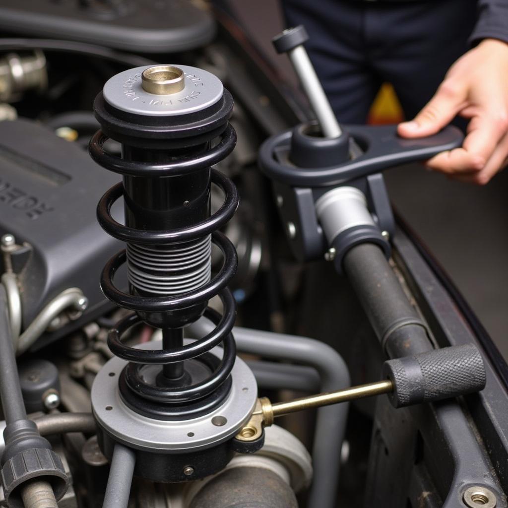 Mercedes Shocks Tools - Spring Compressor in Action