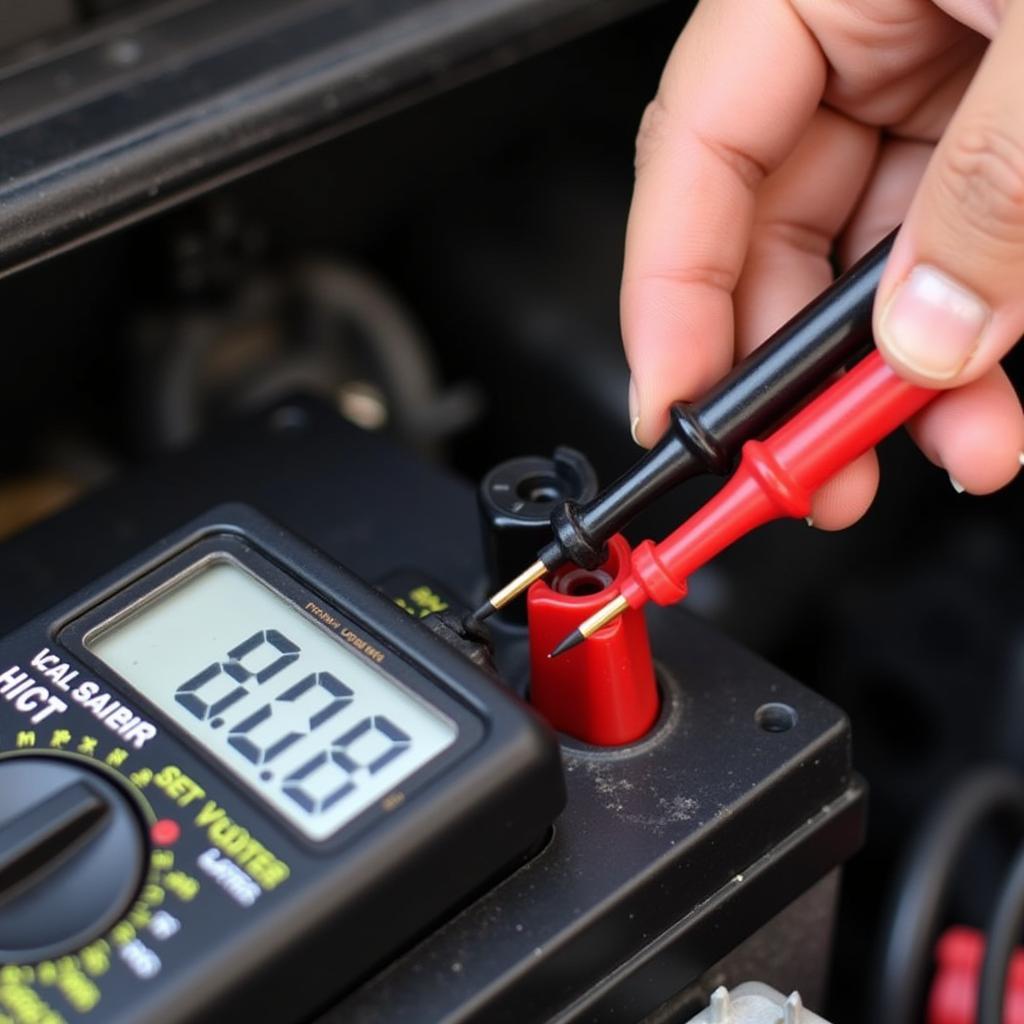 Using a multimeter to test a car battery