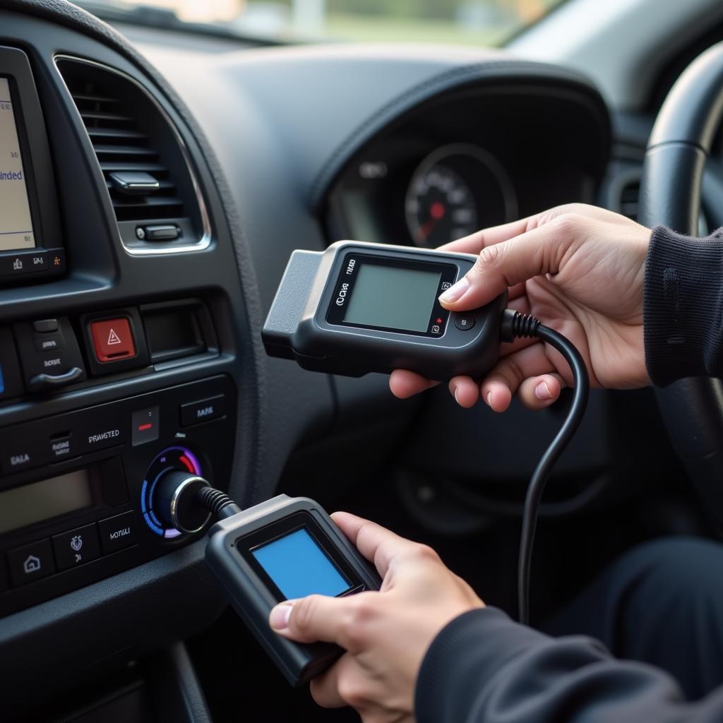 OBD2 Scanner Connected to a Car's Diagnostic Port