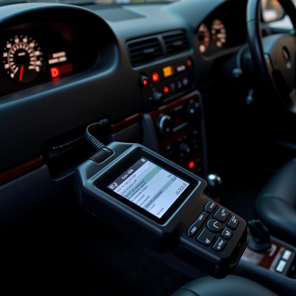 OBD2 Scanner Connected to a Mercedes W210