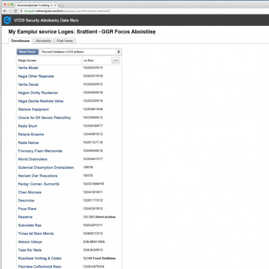 Online Security Access Code Database Example