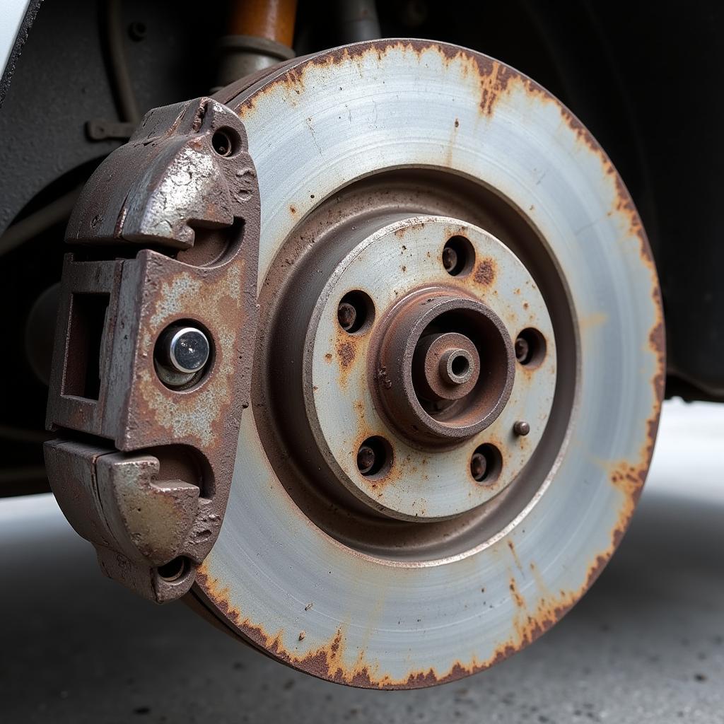 Worn Brake Pads on a Volkswagen Passat