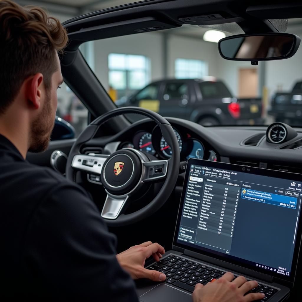 Porsche PIWIS Diagnostic System in Use